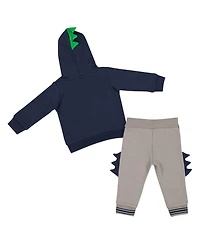 Infant Boys and Girls Colosseum Navy, Gray Notre Dame Fighting Irish Dino Pullover Hoodie and Pants Set