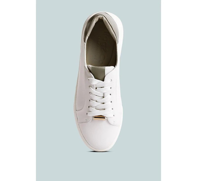 Schick Womens Lace Up Leather Sneakers