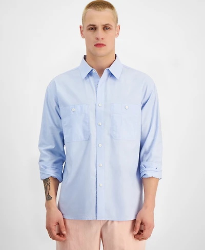 Sun + Stone Men's Bruno Oversized Button-Front Long Sleeve Shirt, Created for Macy's