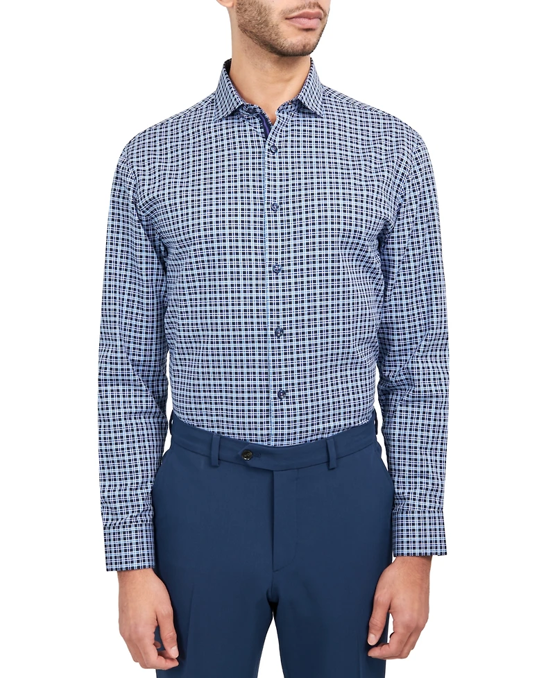 Michelsons of London Men's Regular-Fit Twill Check Dress Shirt