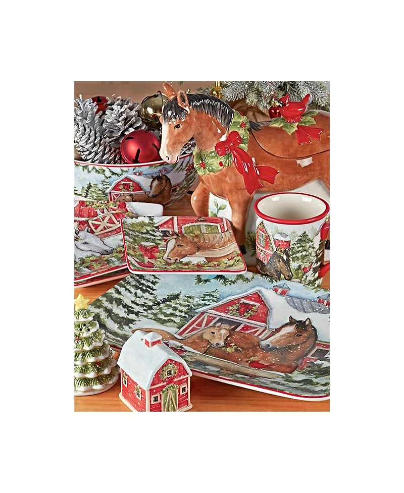 Homestead Christmas 4 Piece Dinner Plate Set