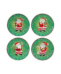 Holiday Magic Santa 4 Piece Dessert Plate Set