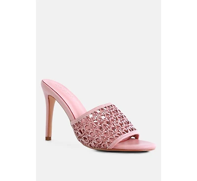 Tease Womens Woven Stiletto Slide sandal