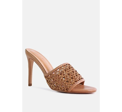 Tease Womens Woven Stiletto Slide sandal