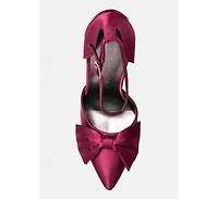 Dingles Womens Bow Embellished Satin Stiletto Sandals