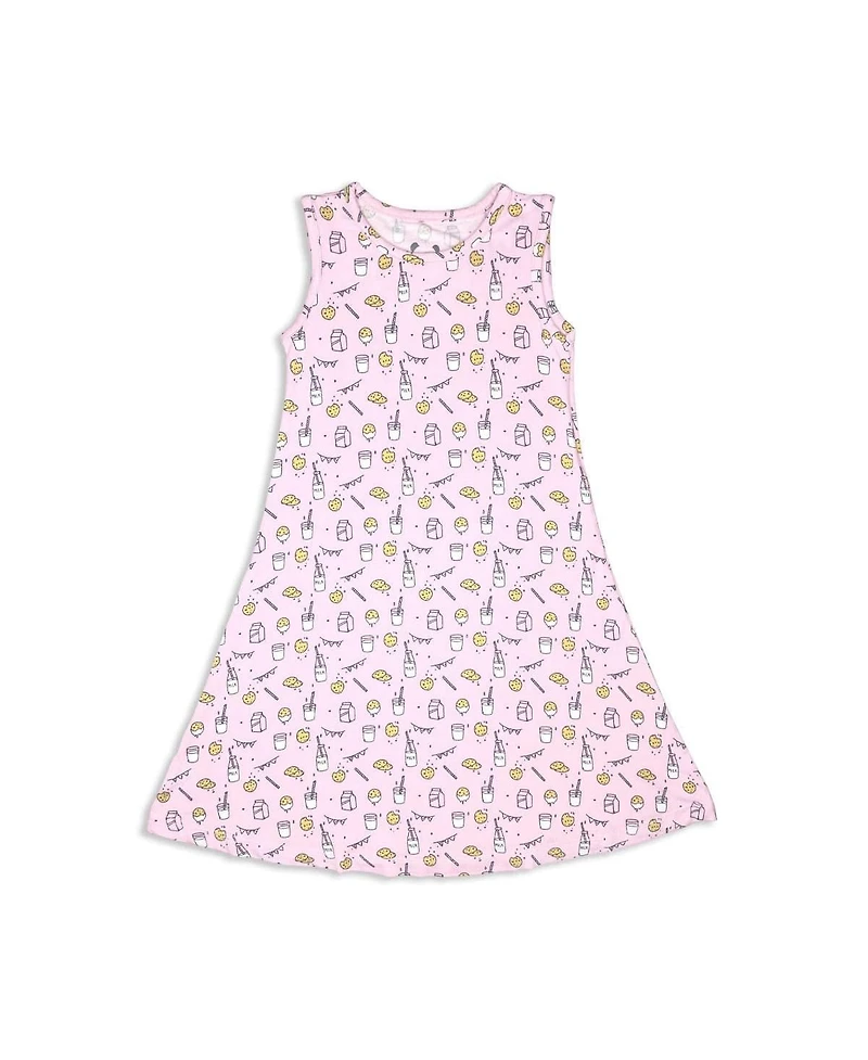 Bellabu Bear Toddler |Child Girls Pink Milk & Cookies Dress