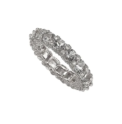 Suzy Levian Sterling Silver Cubic Zirconia Pave U-Shape Setting Eternity Band Ring