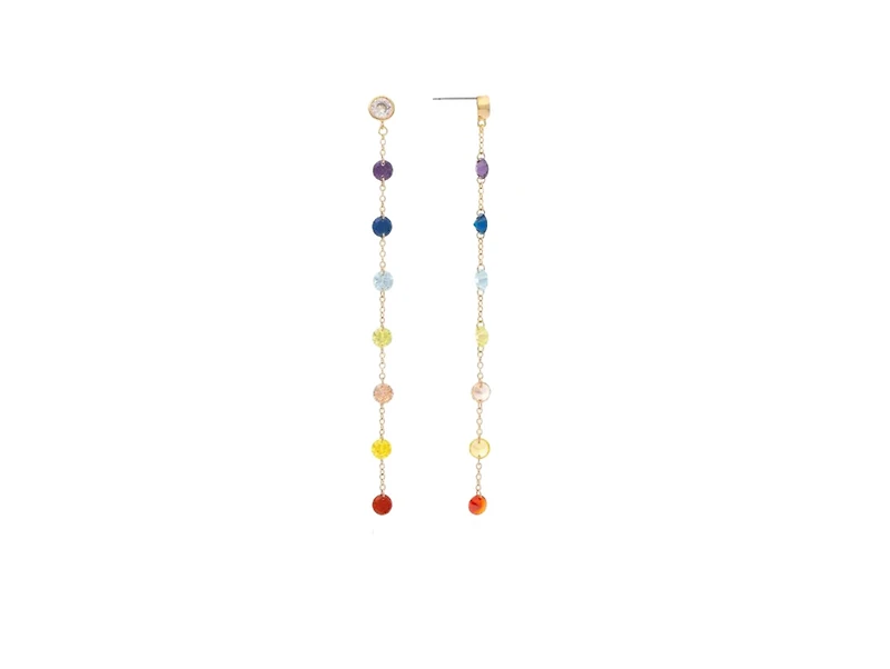 Multi Crystal Chain Drop Earrings