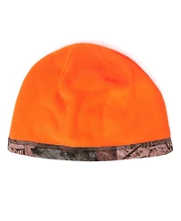 Muk Luks Men's Unisex Reversible Fleece Beanie, Grey/Orange, One Size