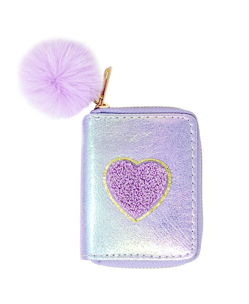 Tiny Treats + Zomi Gems Girls Purple Shiny Heart Patch Wallet