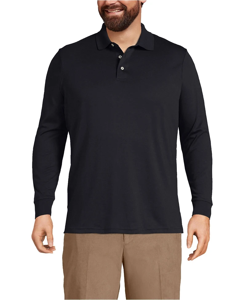 Lands' End Men's Long Sleeve Cotton Supima Polo Shirt