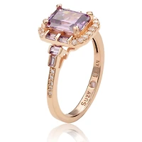 Suzy Levian Sterling Silver Emerald Cut Cubic Zirconia Multi-Cut Center Stone Ring