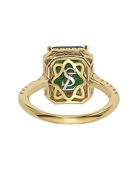 Suzy Levian Sterling Silver Large Emerald-Cut Cubic Zirconia Halo Ring