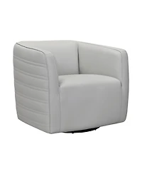 Melanie 31" Swivel Genuine Leather Barrel Chair