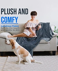 Nestl Cut Plush Lightweight Super Soft Luxury Bed Throw, 50" x 60"