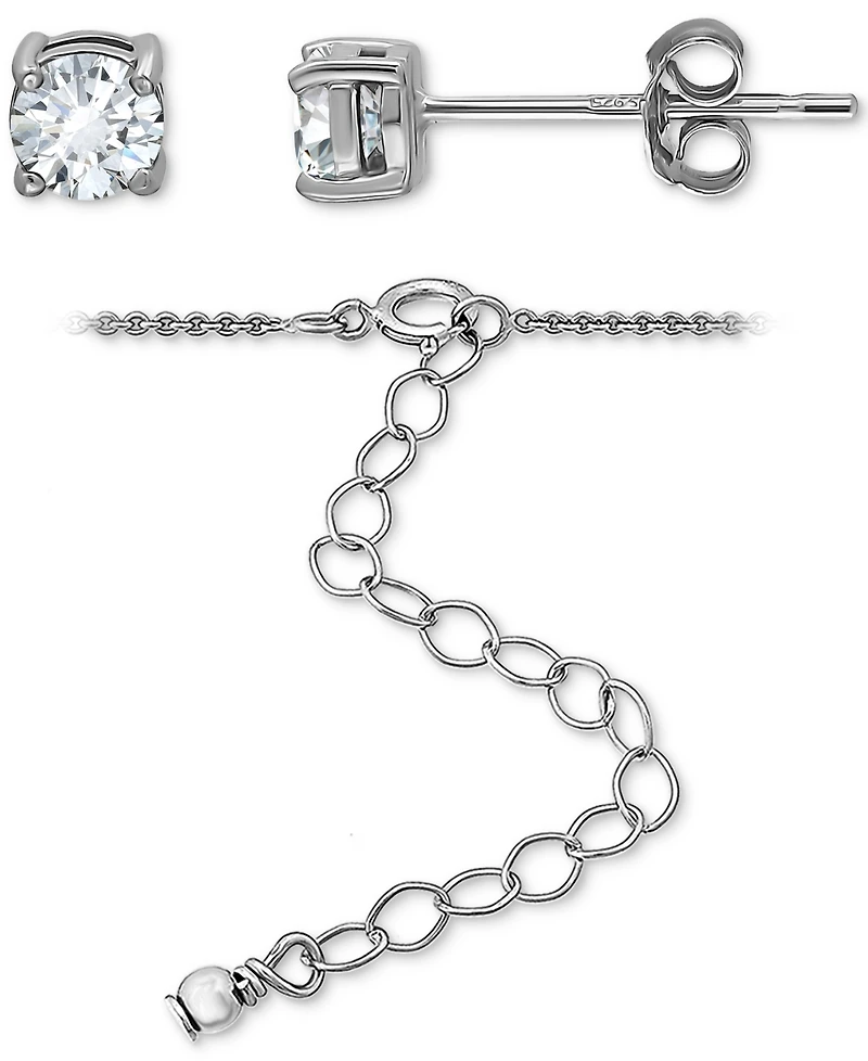 Giani Bernini 2-Pc. Set Cubic Zirconia Heart Pendant Necklace & Solitaire Stud Earrings, Created for Macy's