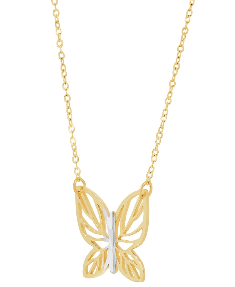 Butterfly 17" Pendant Necklace in 10k Gold