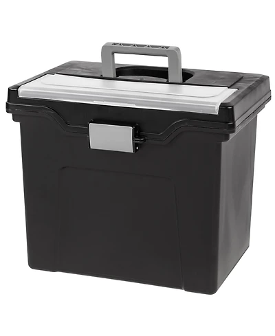 Iris Letter Size Portable File Box with Organizer Lid, Black