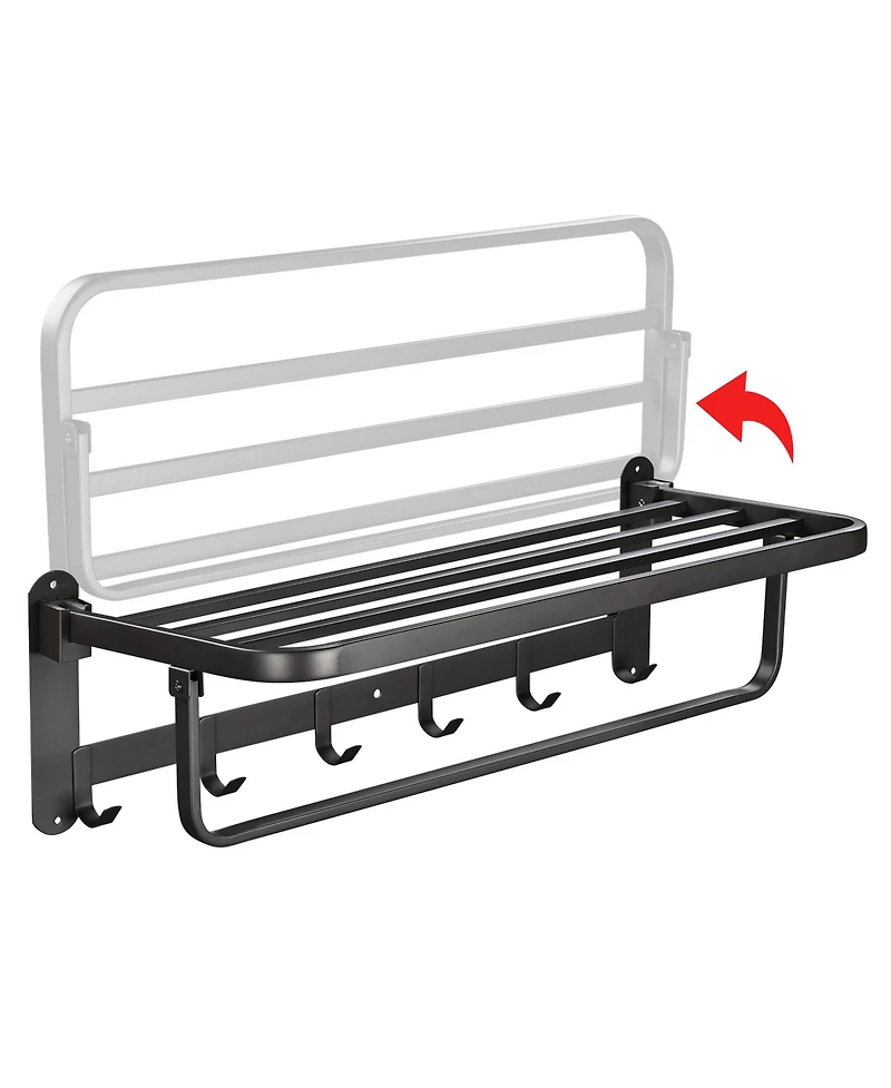 Aquaterior 23" Wall Mounted Towel Rack 2 Tier Rail Holder Storage Shelf Hook Bathroom Hotel