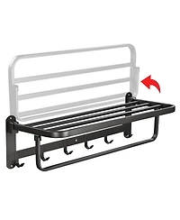 Aquaterior 23" Wall Mounted Towel Rack 2 Tier Rail Holder Storage Shelf Hook Bathroom Hotel
