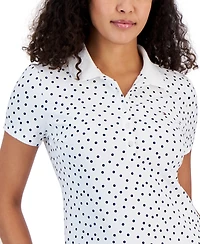 Tommy Hilfiger Women's Printed Quarter-Button Polo Top