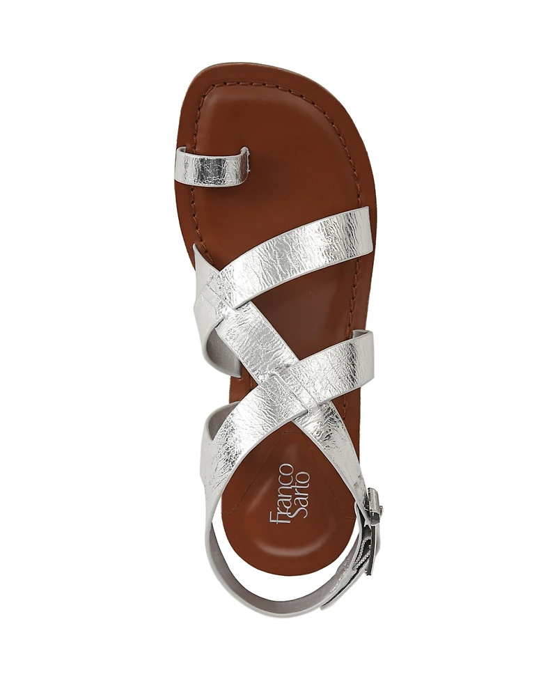 Franco Sarto Women's Ina Toe Loop Ankle Strap Stacked Heel Sandals