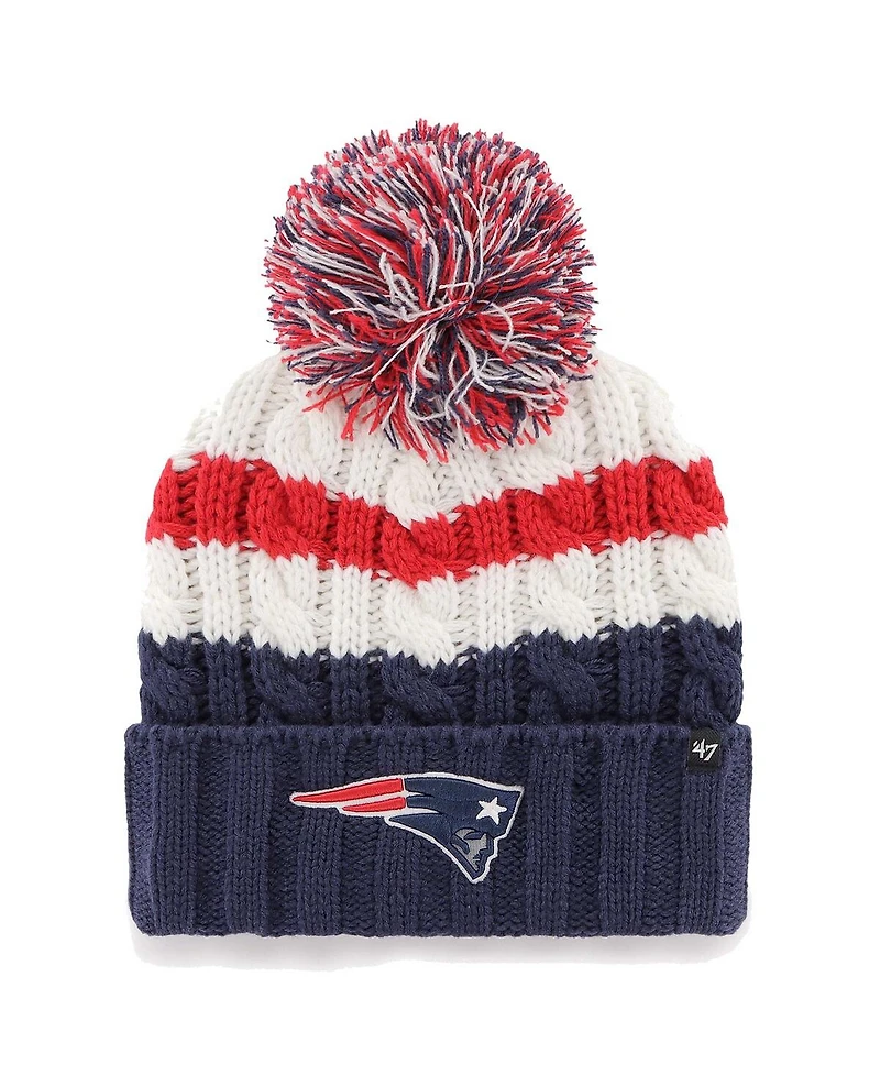 Women's '47 Brand White New England Patriots Ashfield Cuffed Knit Hat with Pom