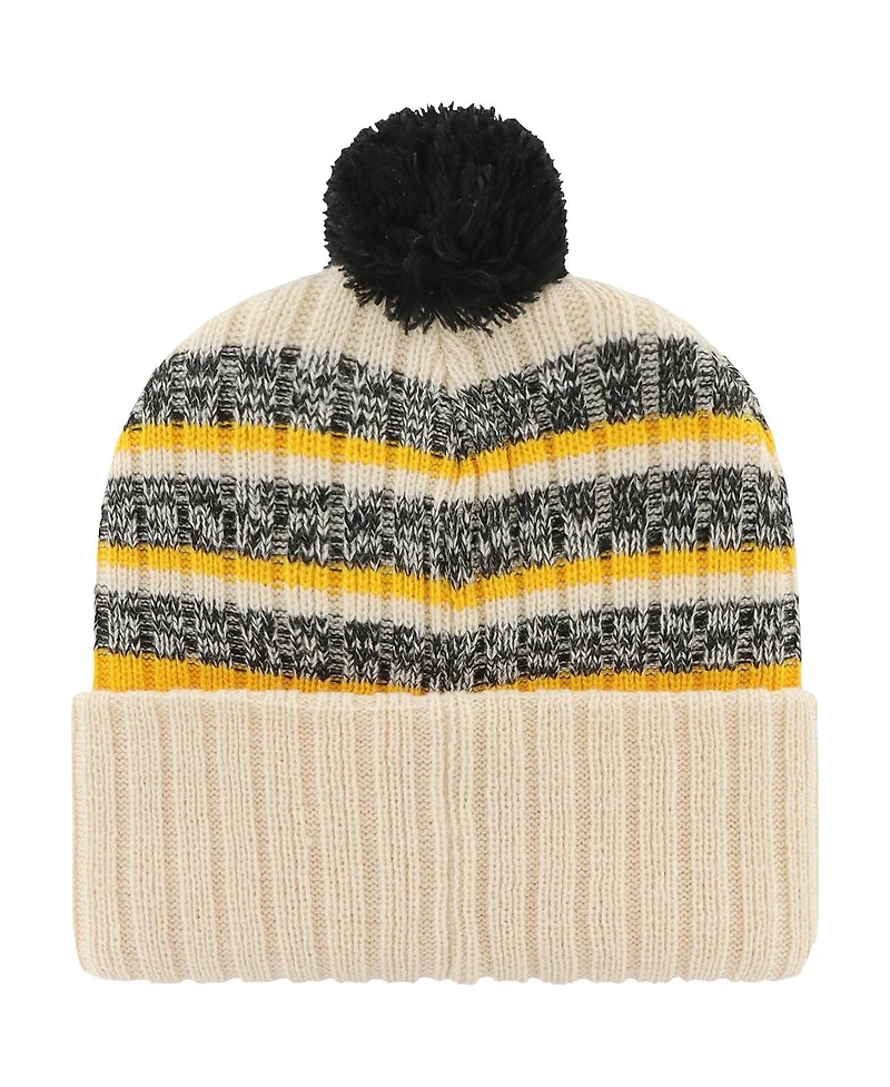 Men's '47 Brand Khaki Iowa Hawkeyes Tavern Cuffed Knit Hat with Pom