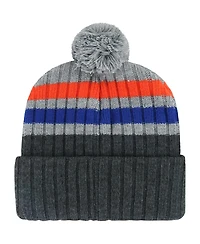 Men's '47 Brand Charcoal Florida Gators Stack Striped Cuffed Knit Hat with Pom