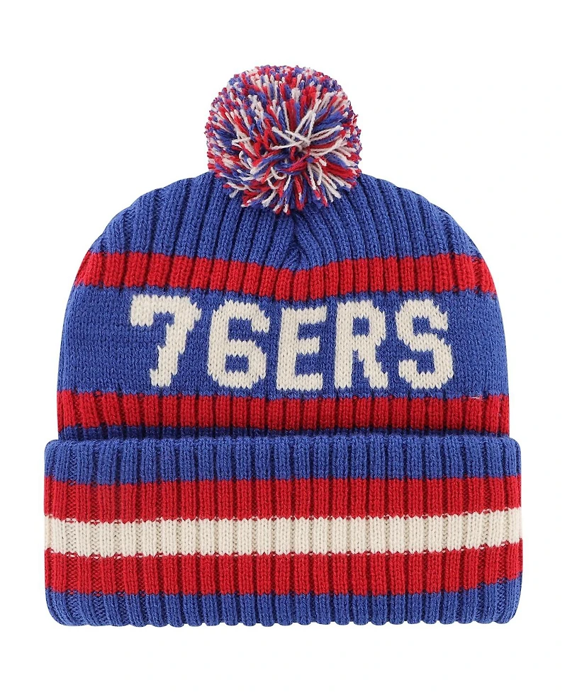Men's '47 Brand Royal Philadelphia 76ers Bering Cuffed Knit Hat with Pom