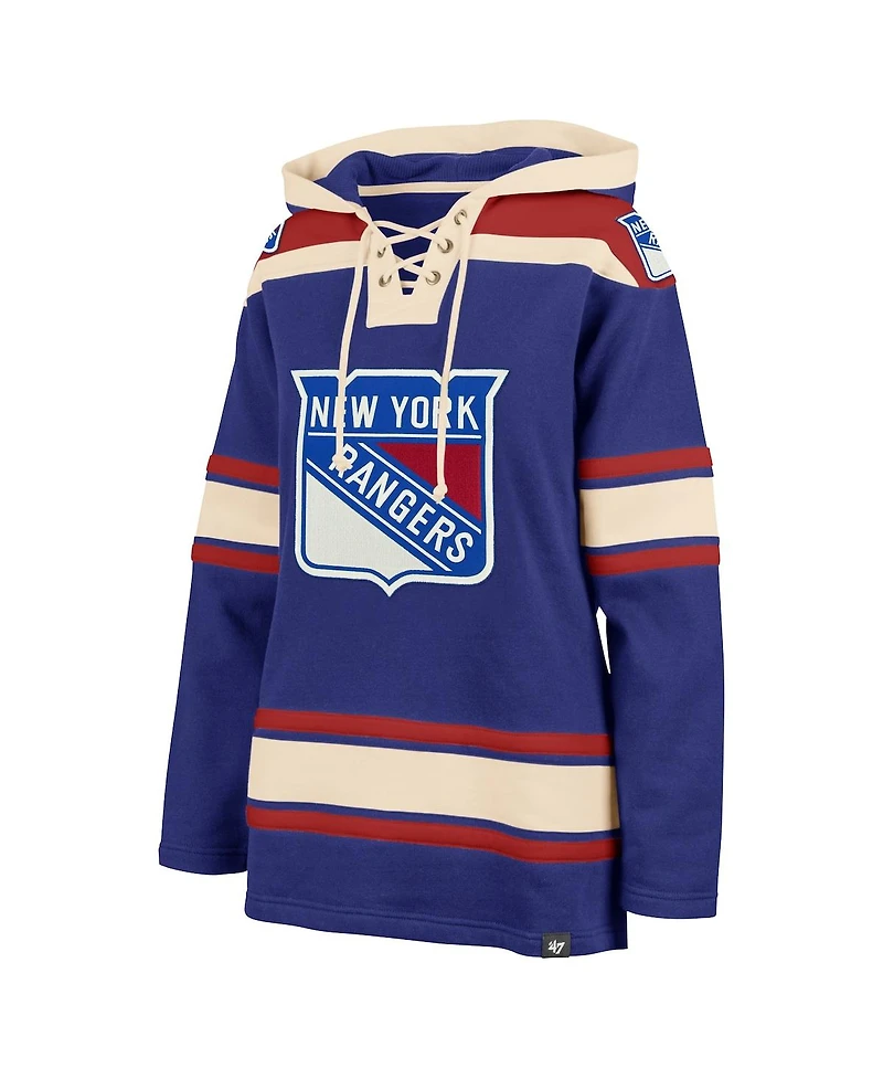 Women's '47 Brand Blue New York Rangers Superior Lacer Pullover Hoodie