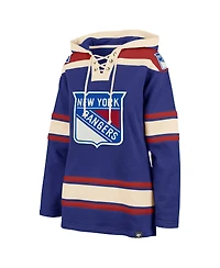 Women's '47 Brand Blue New York Rangers Superior Lacer Pullover Hoodie