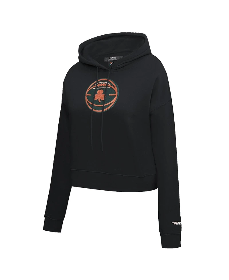 Women's Pro Standard Black Boston Celtics 2023/24 City Edition Cropped Pullover Hoodie