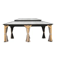 Streamdale Cedar and Steel Hardtop Gazebo with Curtains