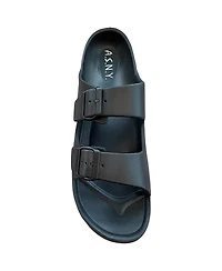 Andrew By Stevens Comfort Slides Double Buckle Adjustable Scooby Flat Sandals