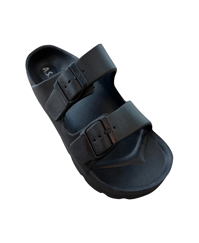 Andrew By Stevens Comfort Slides Double Buckle Adjustable Scooby Flat Sandals