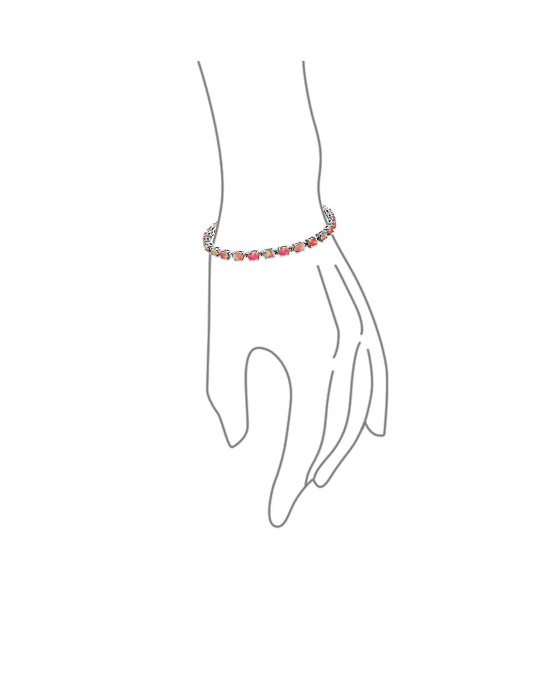 Bling Jewelry Solitaire Round Created Opal Tennis Bracelet Sterling Silver