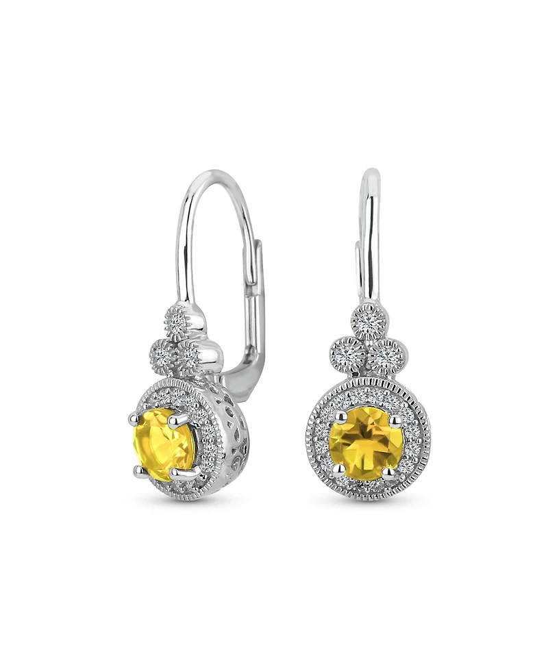 Bling Jewelry Classic Art Deco Style Halo Circle Circlet Solitaire Synthetic Stones Drop Earrings .925 Sterling Silver