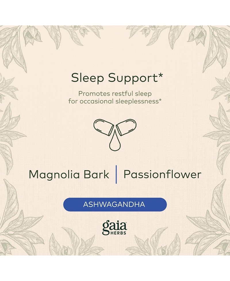 Gaia Herbs SleepThru - Natural Sleep Support Supplement with Organic Ashwagandha Root, Organic Magnolia Bark, Passionflower, and Jujube Date