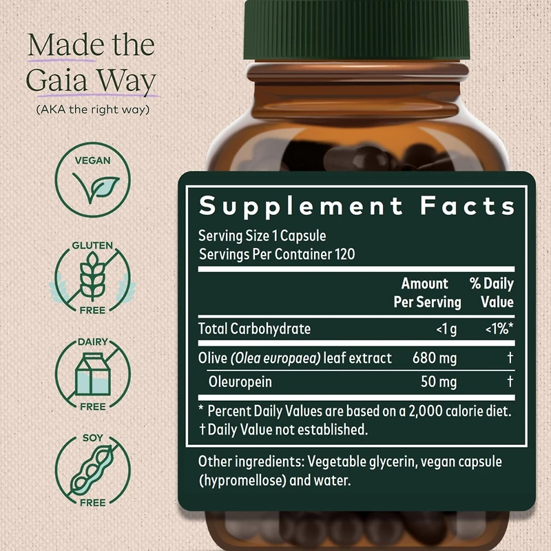 Gaia Herbs Olive Leaf - Traditional Immune Health Support - Immune System Supplement with Olive Leaf Extract and Oleuropein