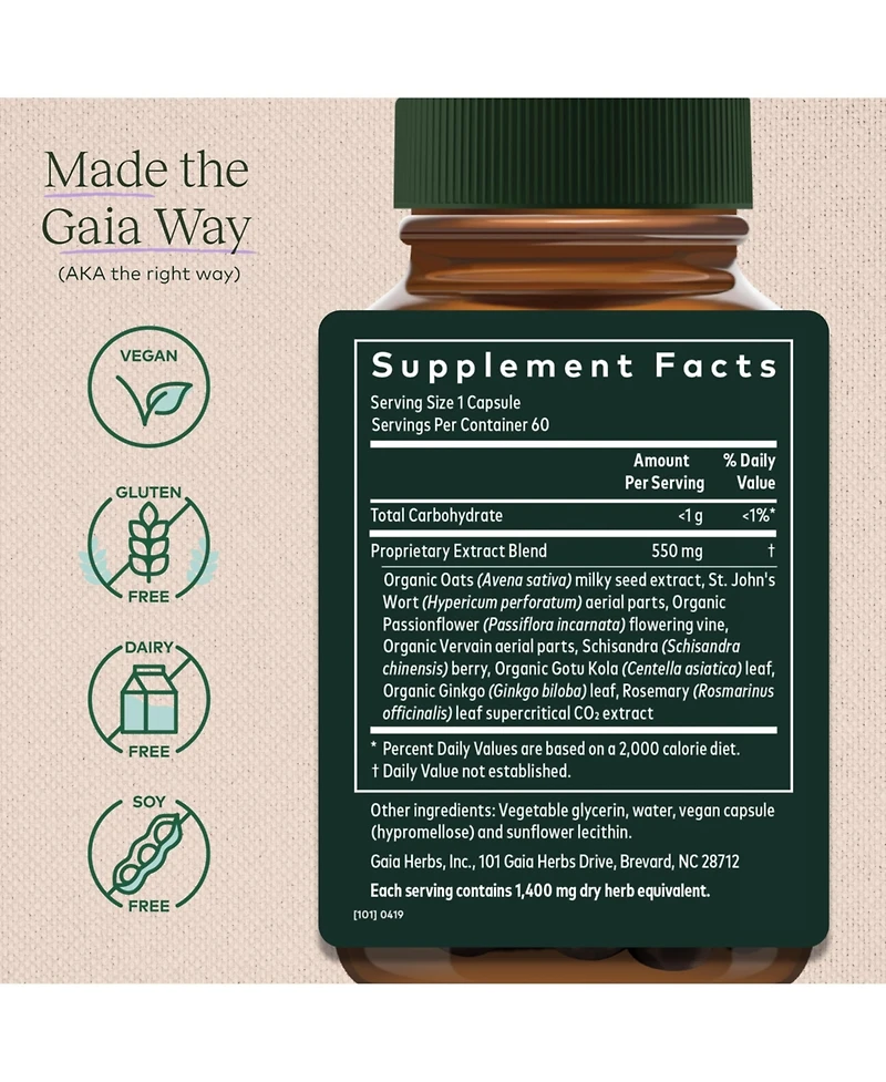 Gaia Herbs Emotional Balance - Stress Support Supplement to Help the Body Cope with Stress - With St. John s Wort, Passionflower, Vervain, and Oats