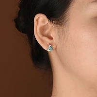 Bling Jewelry Set of 3 Small Holiday Winter Santa Claus Christmas Tree Snowman Stud Earrings