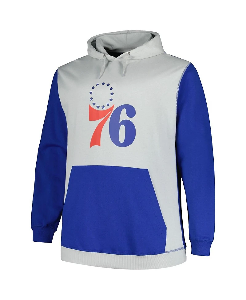 Men's Fanatics Royal, Silver Philadelphia 76ers Big and Tall Primary Arctic Pullover Hoodie