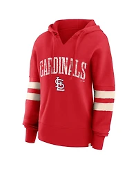 Women's Fanatics Red Distressed St. Louis Cardinals Bold Move V-Neck Pullover Hoodie