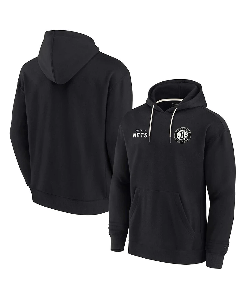 Men's and Women's Fanatics Signature Black Brooklyn Nets Super Soft Fleece Pullover Hoodie