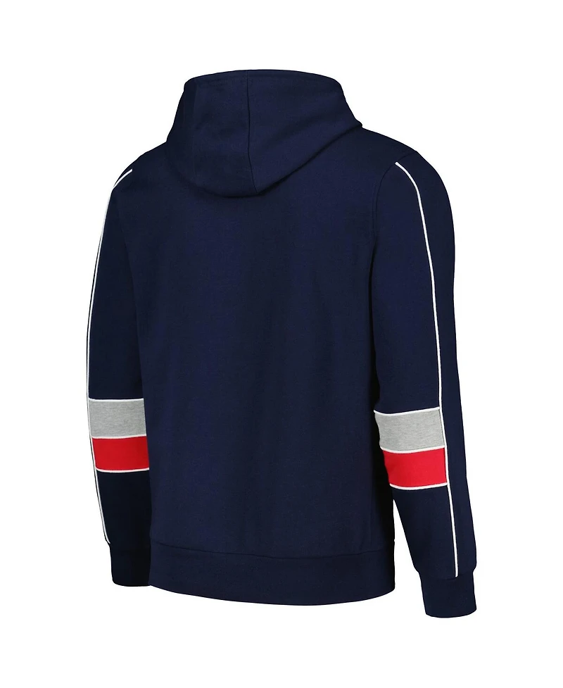 Men's Starter Navy New England Patriots Captain Pullover Hoodie