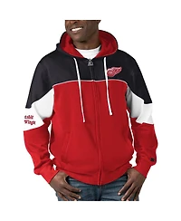 Men's Starter Red, Black Detroit Red Wings Power Forward Full-Zip Hoodie