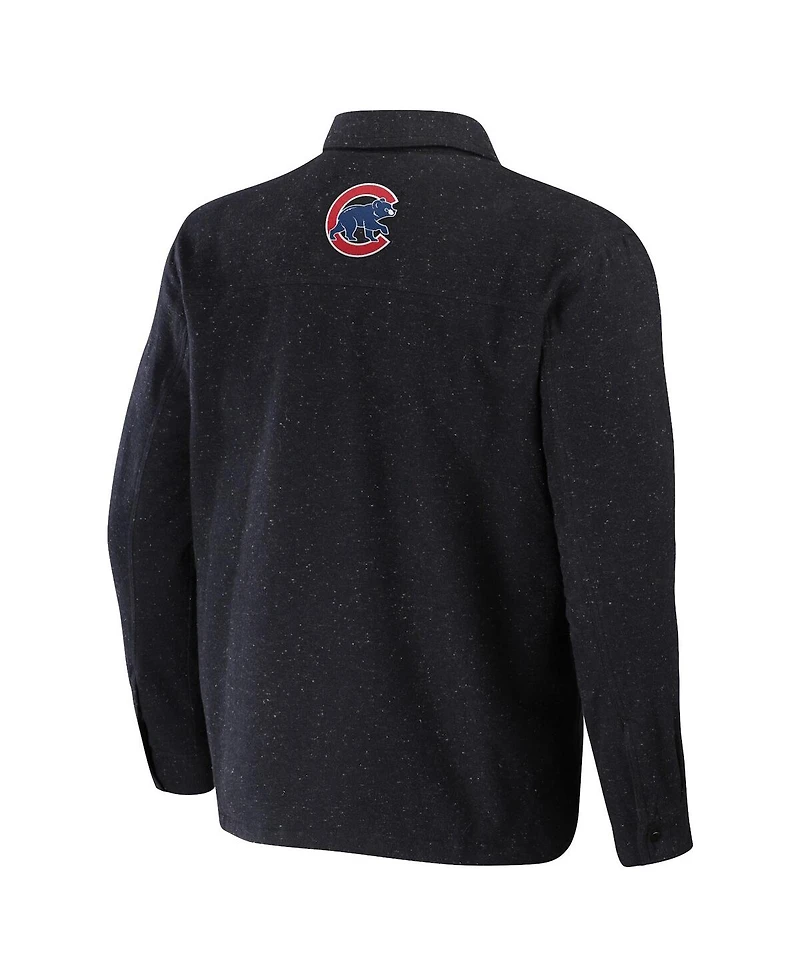 Men's Darius Rucker Collection by Fanatics Black Chicago Cubs Ringstop Full-Snap Shacket