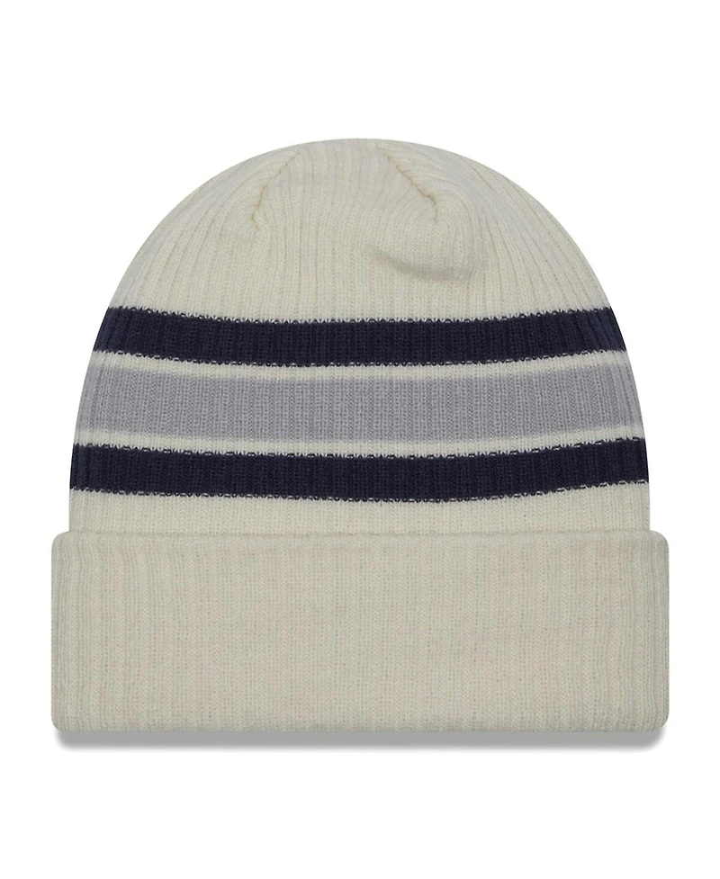 Men's New Era Cream Distressed Dallas Cowboys Vintage-Like Cuffed Knit Hat