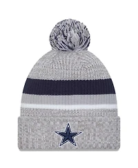 Men's New Era Heather Gray Dallas Cowboys Cuffed Knit Hat with Pom
